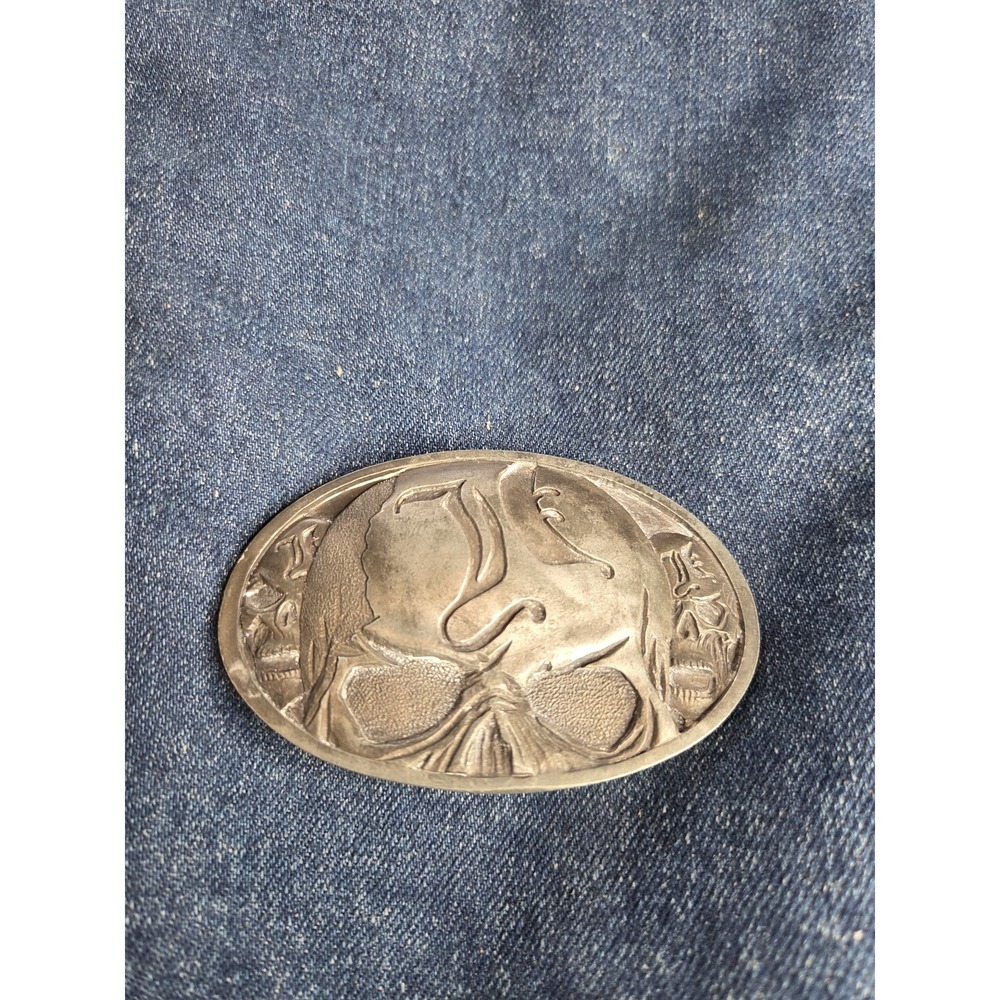 Vintage Solid Metal Pirates Belt Buckle Skull Nautical